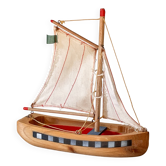Voilier de bassin en bois de la marque Lego, jouet ancien
