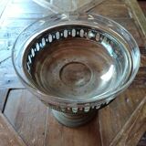 Copper and glass fruit bowl or compote dish Art Deco