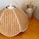 Suspension rotin vintage fleur