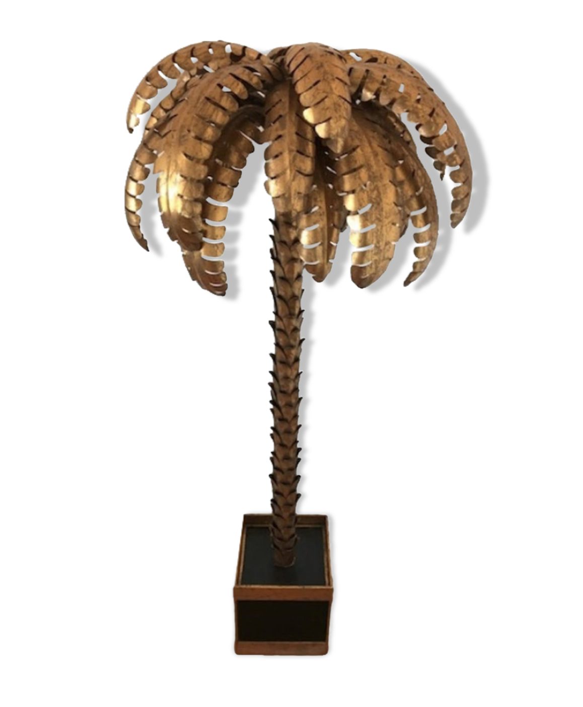 70s golden metal palm tree floor lamp