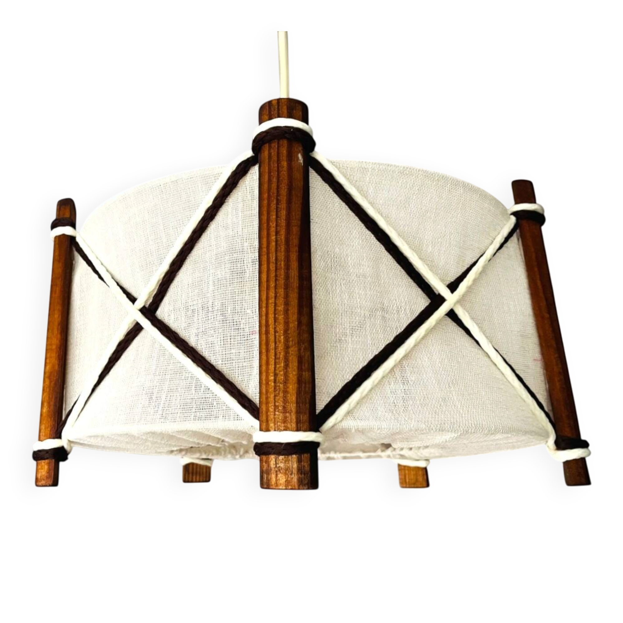 Suspension vintage en bois scandinave de style nautique