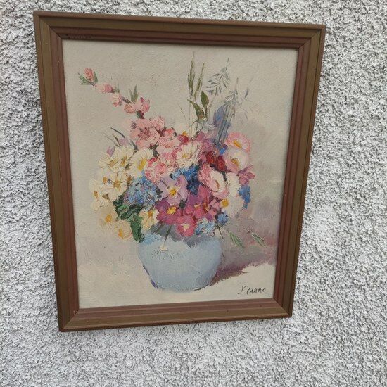 Tableau ancien bouquet de fleurs