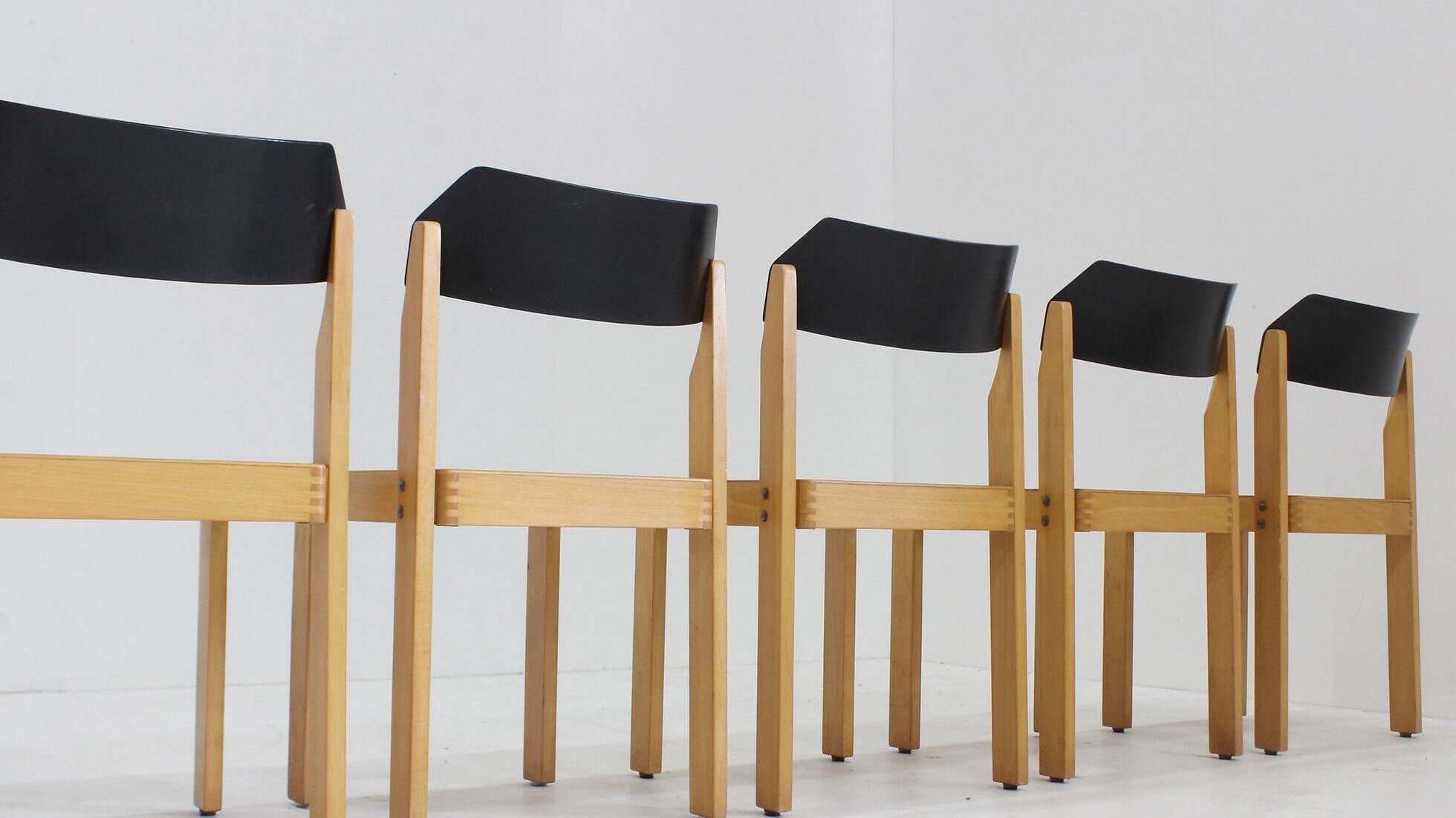 Vintage stackable mid century dining chairs set of 5
