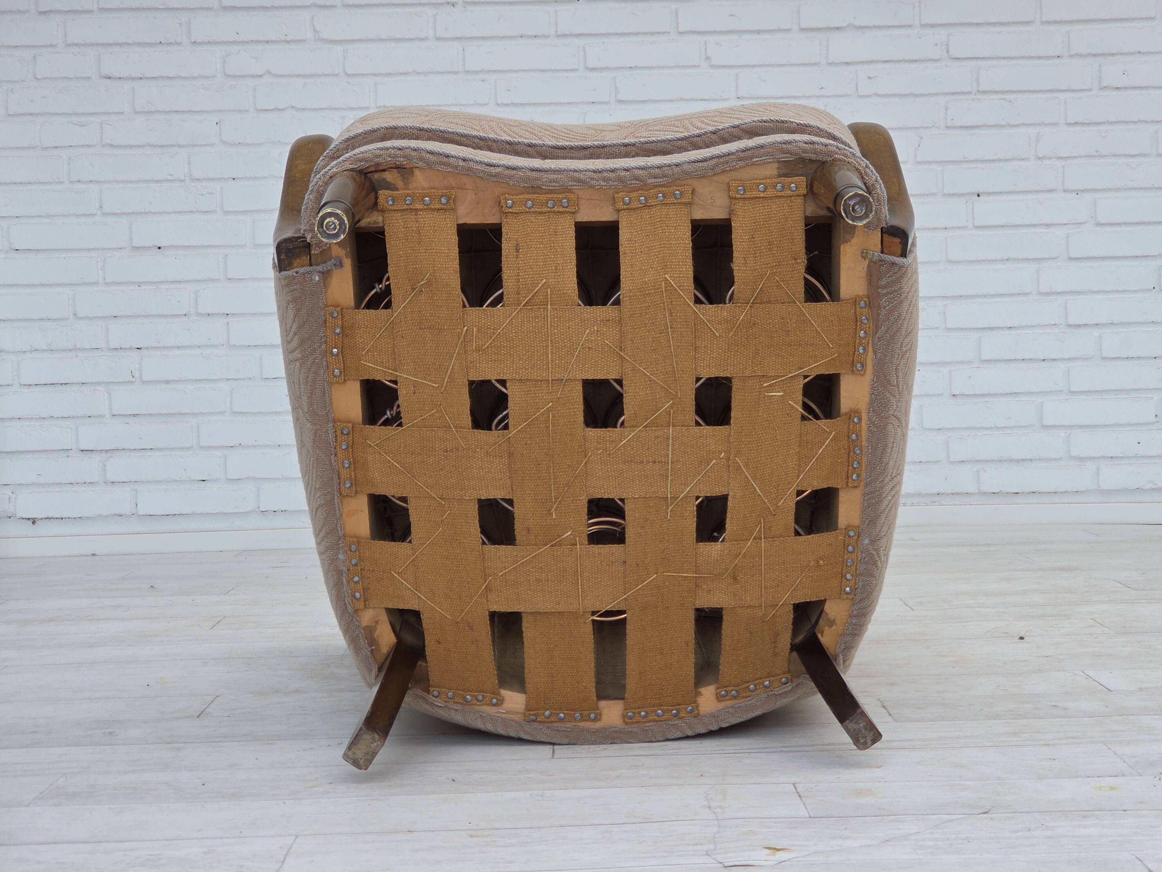 1960s, Danish armchair, blend wool fabric, beech wood.