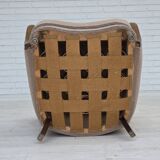 1960s, Danish armchair, blend wool fabric, beech wood.