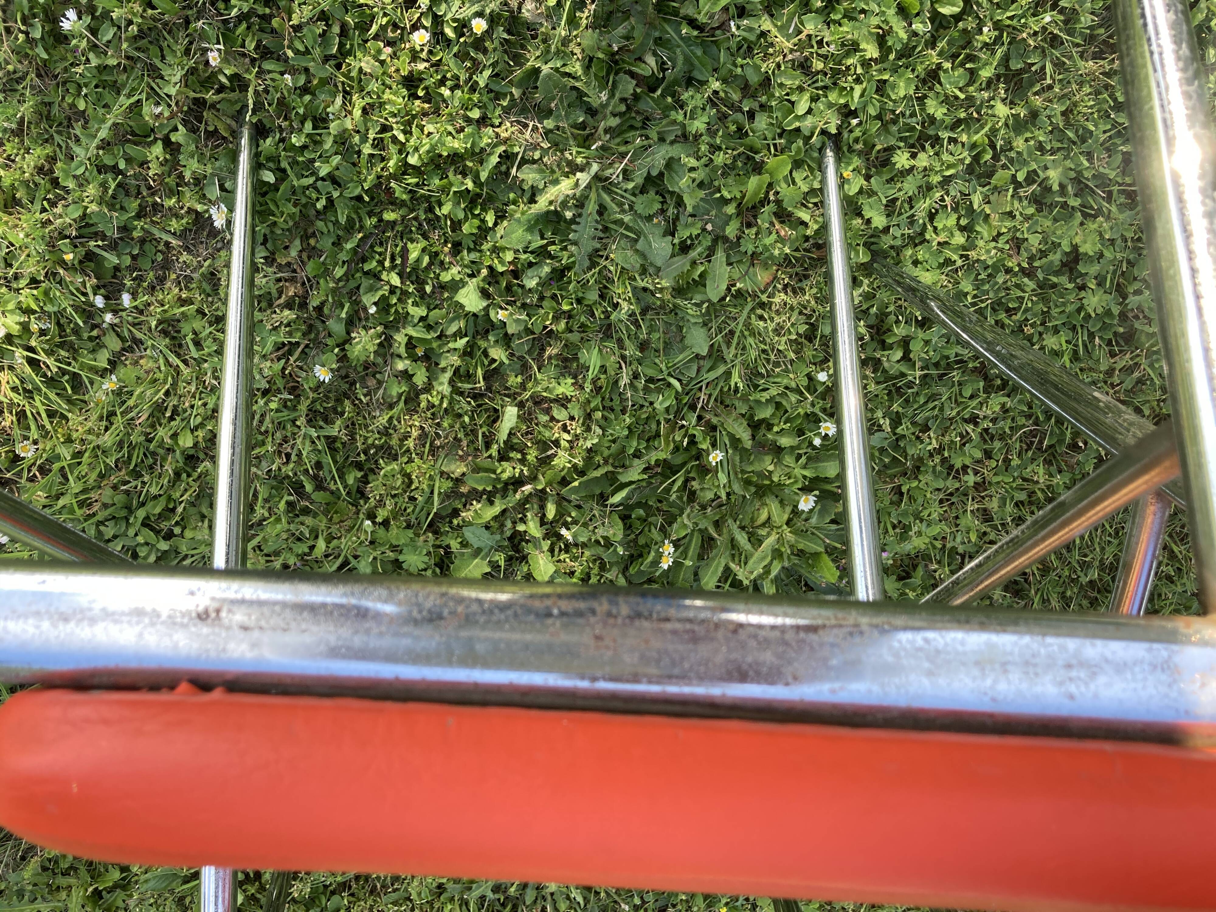 Series of 4 vintage orange chairs