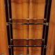 Shelf, Chinese, black and gold metal, smoked glass