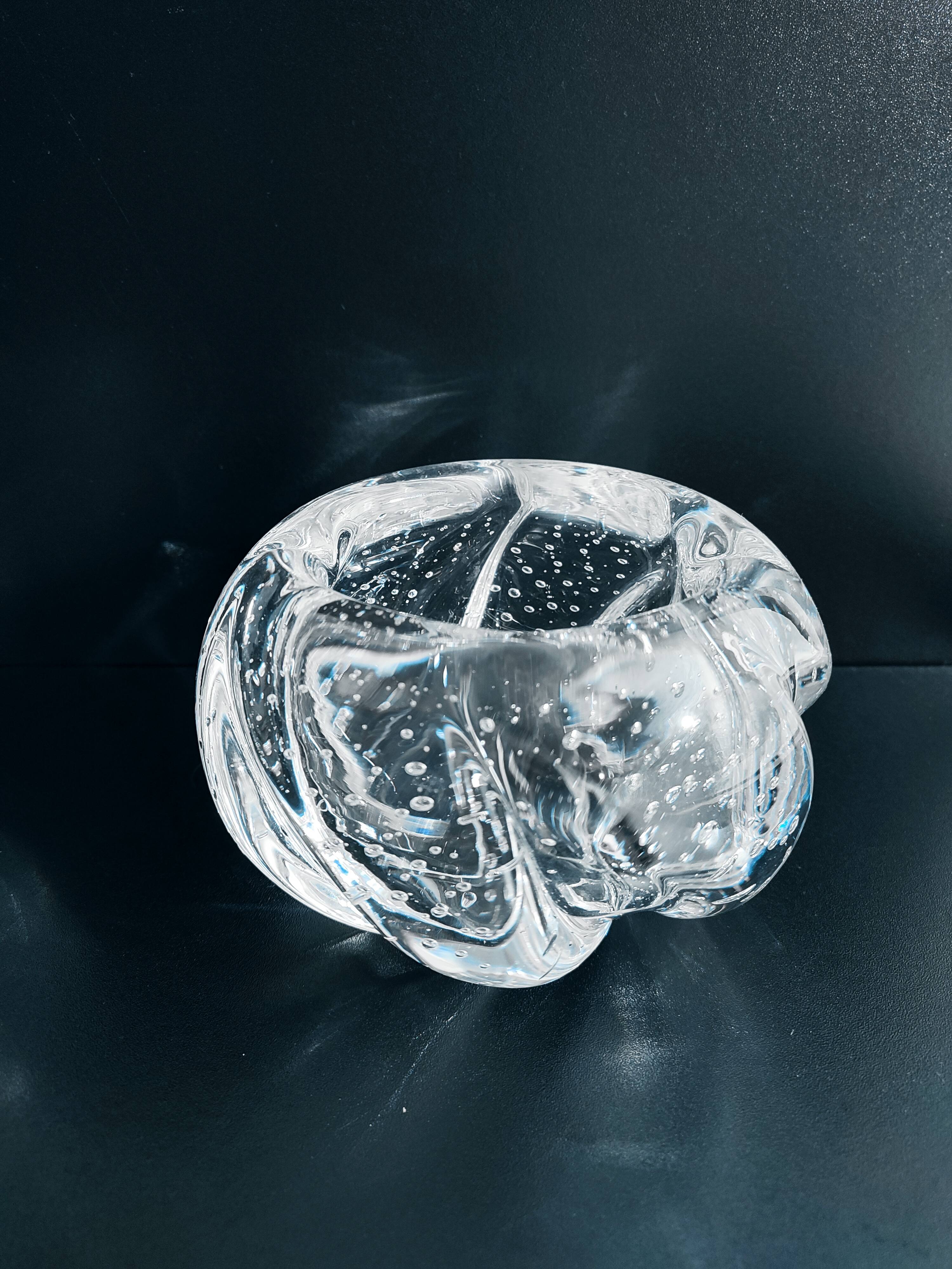 Pair of bubble crystal ashtrays