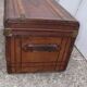 Old wooden trunk covered leather travel chest
