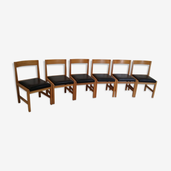 Set of six wooden chairs