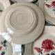 Set of 6 flat plates digoin sarreguemines pink and blue flowers 40s
