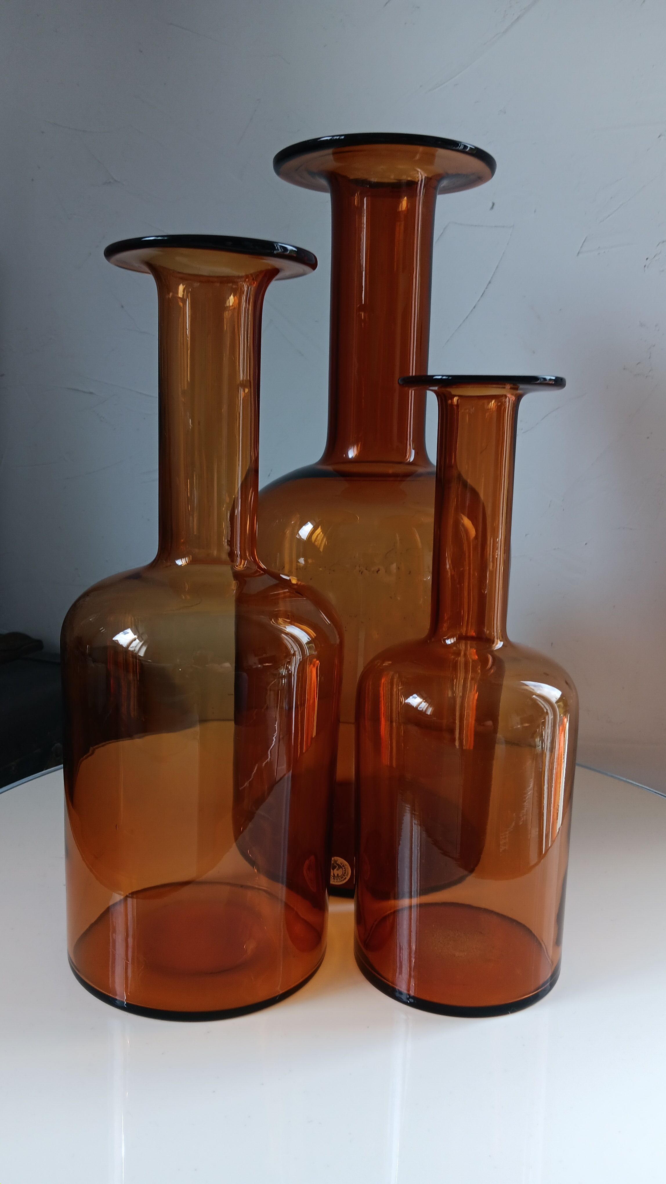 3 GULVASE  de Otto Brauer pour Holmegaard  1962