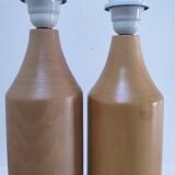 Two designer solid wood "pencil" lamp bases