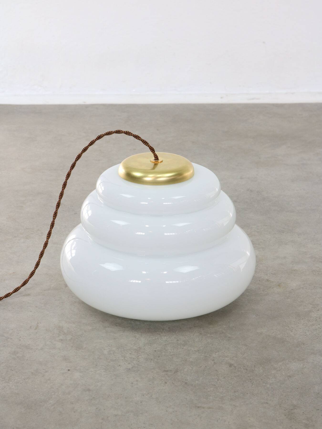 Mid-century italian brass and opaline cloud pendant lamp