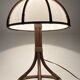 Bamboo rattan mushroom table lamp, Dutch 1970s