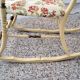 Rocking chair chiavarina vintage en frêne clair avec assise en damas, 1950