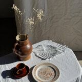Set of 6 vintage dessert plates made in Poland with a plant motif.