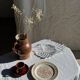 Set of 6 vintage dessert plates made in Poland with a plant motif.