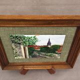 Painting frame enamelled painting signed on copper plate city of septeuil 78
