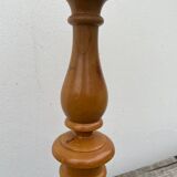 Turned wood lamp with flower shade