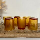 6 vintage Arcoroc Sierra textured amber glasses