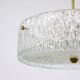 J.T. Kalmar Lustre pendentif en laiton et verre texturé rond, années 1950