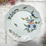 Ancienne Assiette Faïence Française XVIIIème NEVERS motif fleuri