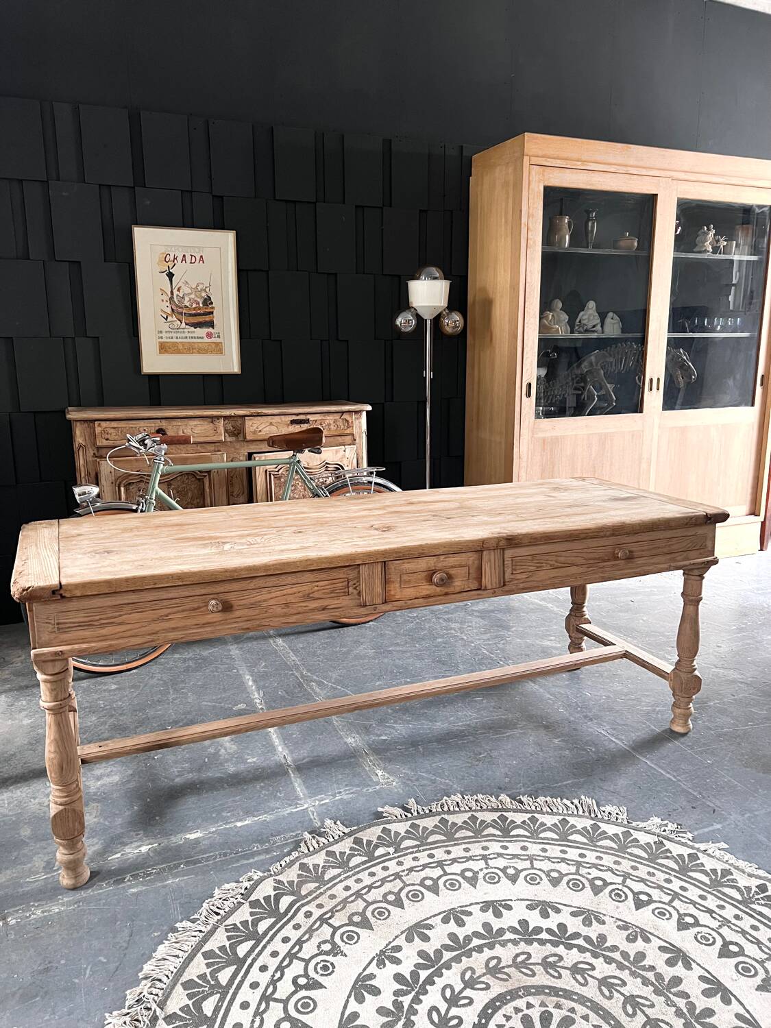 Old 19th century oak farm table