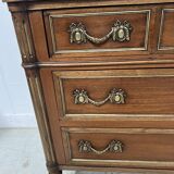Louis XVI style mahogany commode with a grey veined marble top, 19th century