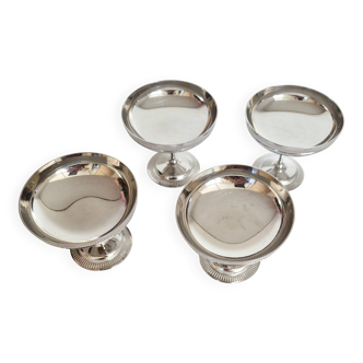 Set of 4 vintage-style ice cream cups on stems, made of 18/10 stainless steel