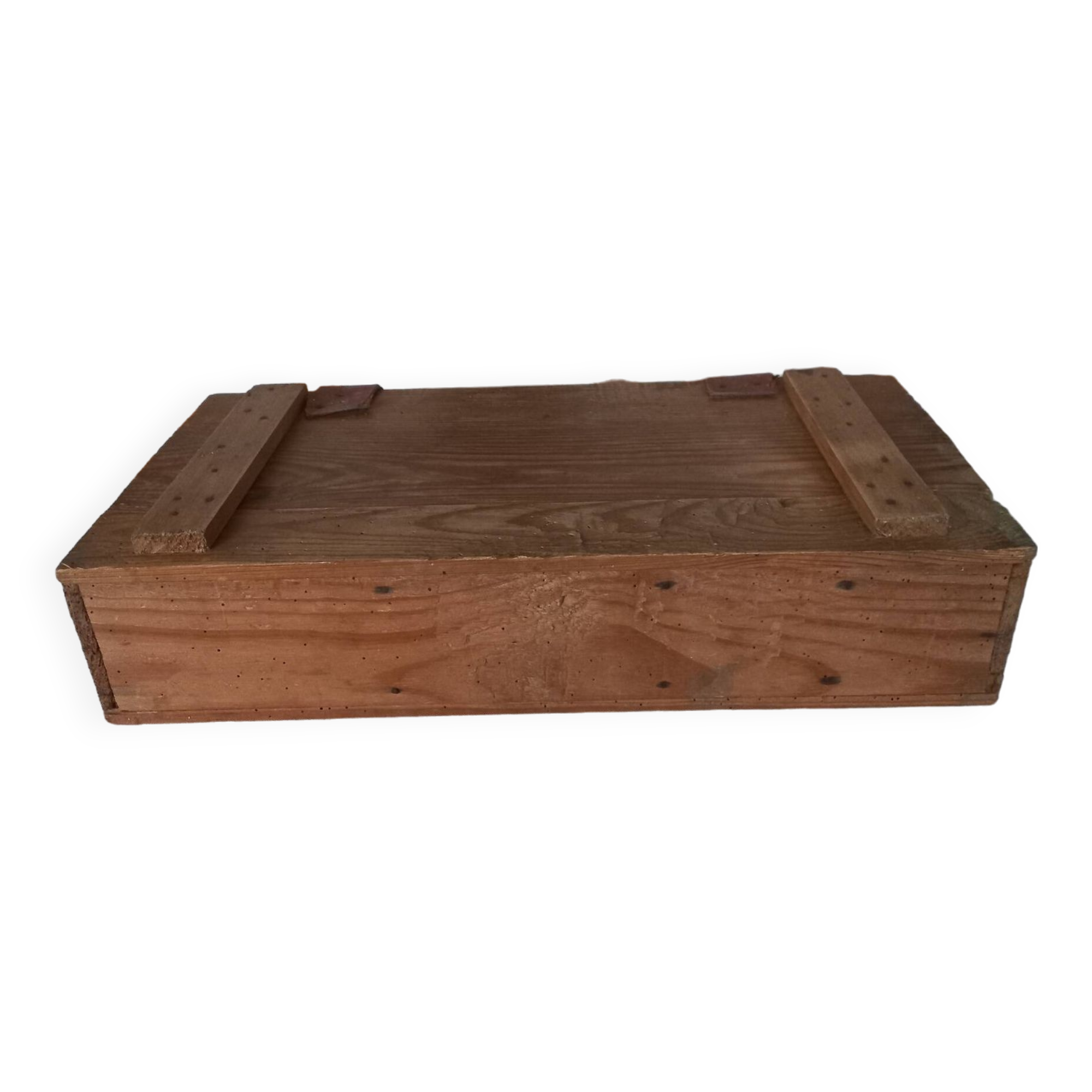 Old compartmentalized wooden box crate