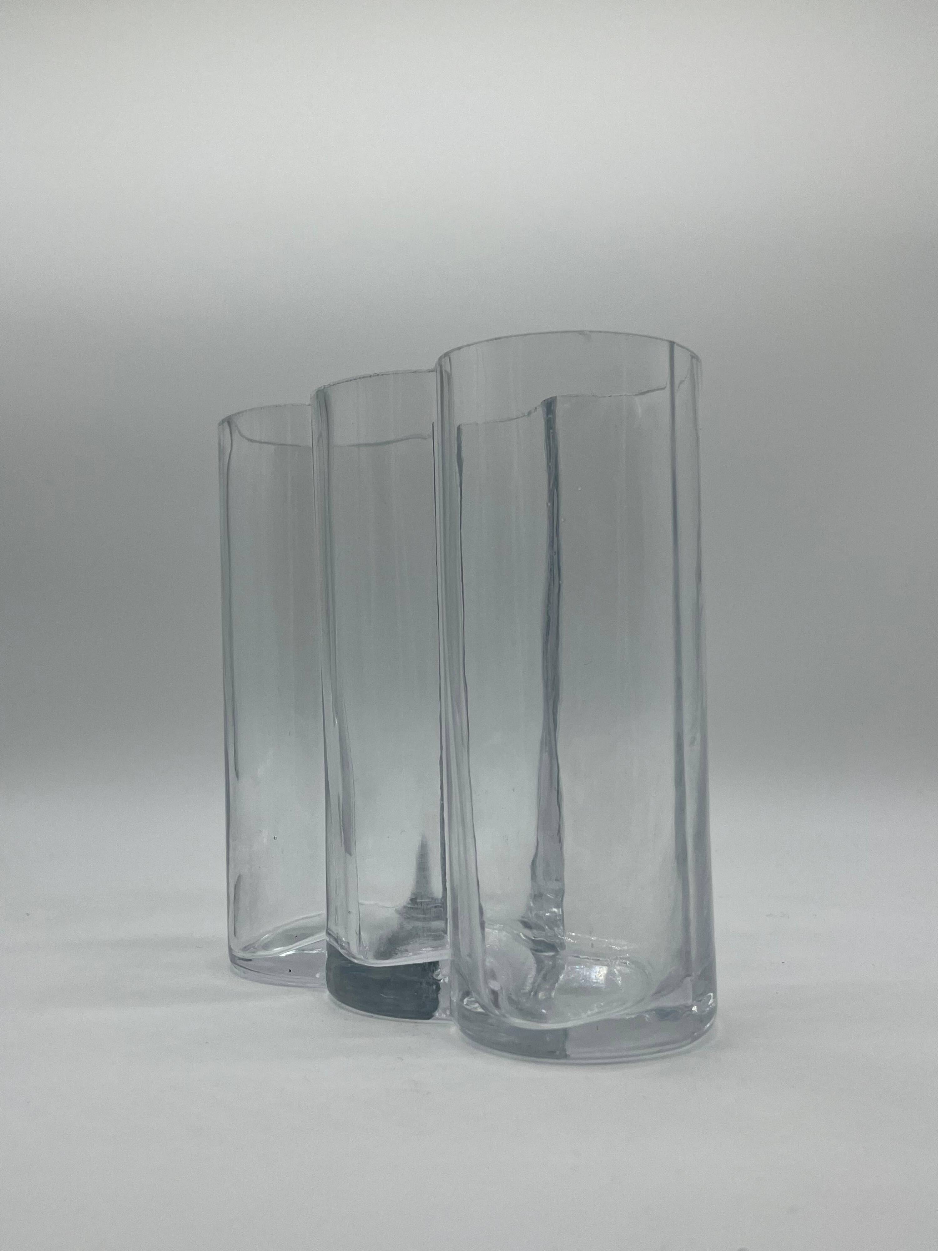 Beautiful Vintage Murano Modern Vase, cylinders  Clear Glass vase, 1970's