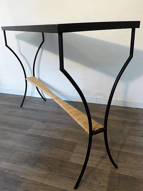 Vintage console in metal and rope