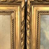 Pair of oils on canvas, 19th century animated landscapes