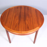 Round walnut dining table by Troeds, Sweden, 1960