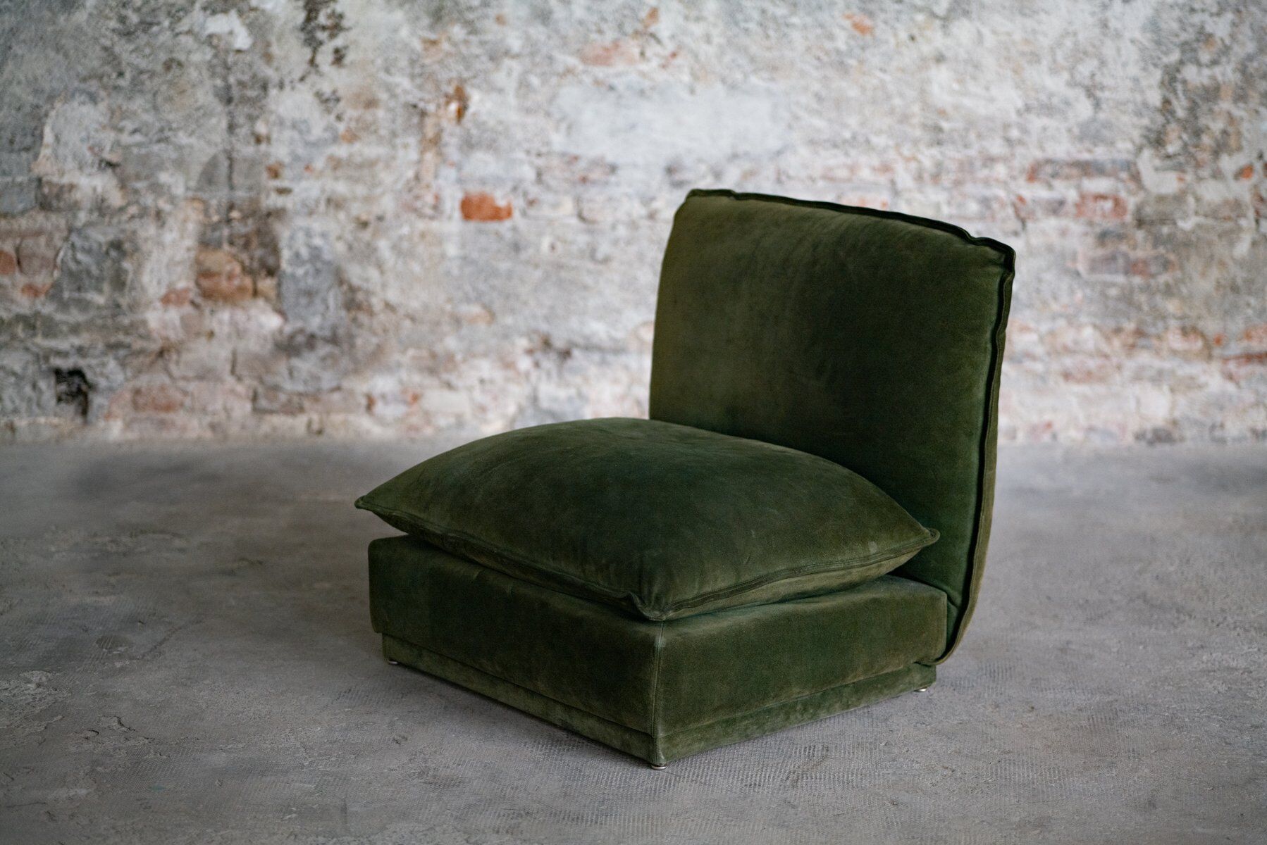Vintage suede leather armchair, Italy, 1970s