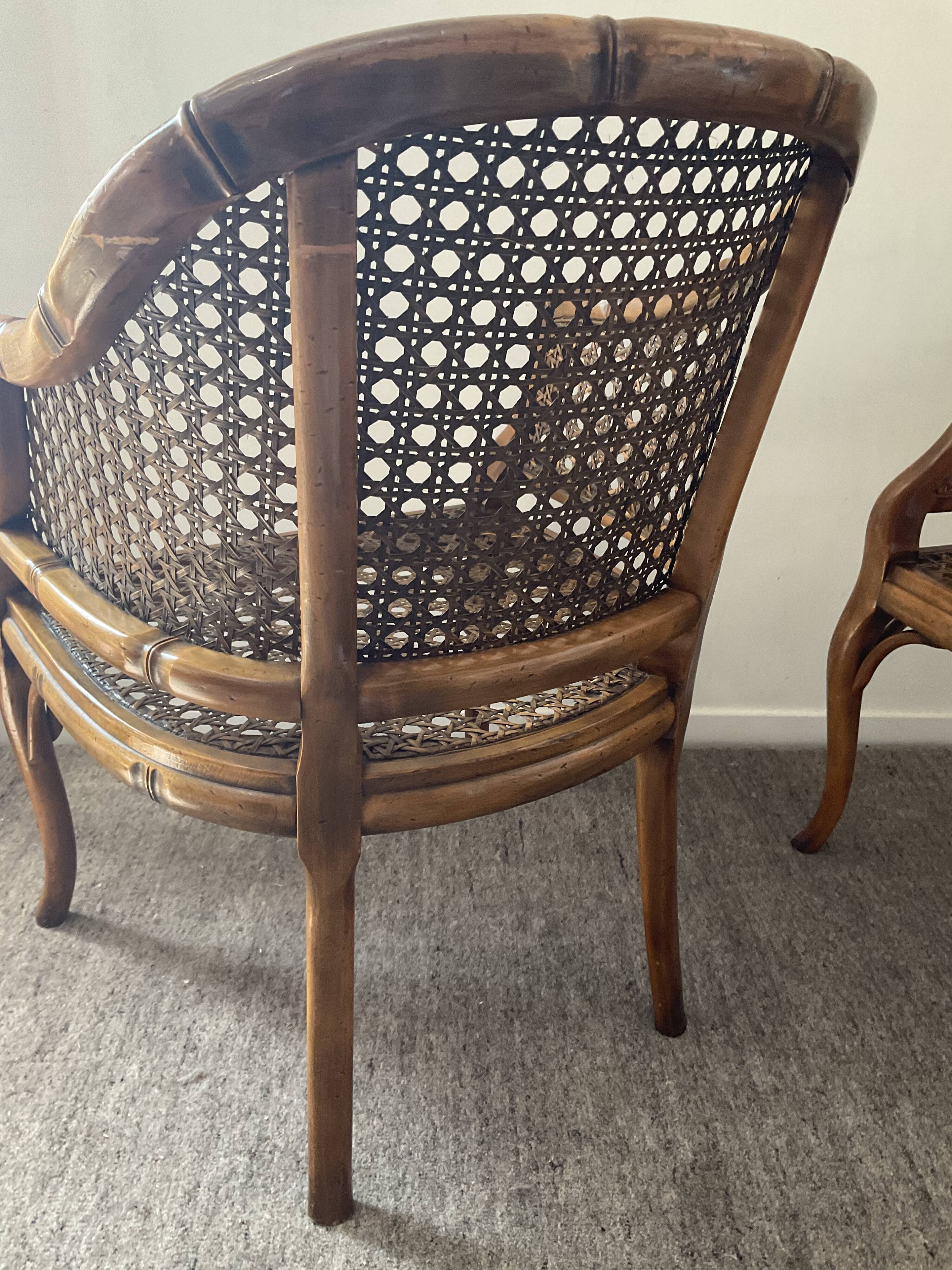 Pair of canned armchairs from the 50s and 60s