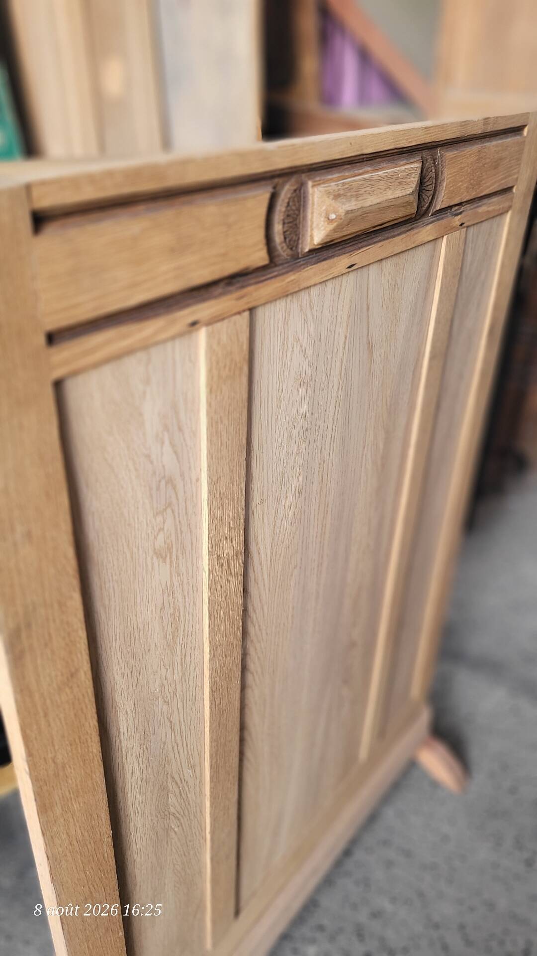 Old decorative wooden fireplace screen