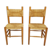 Chaises paillées rustiques années 70
