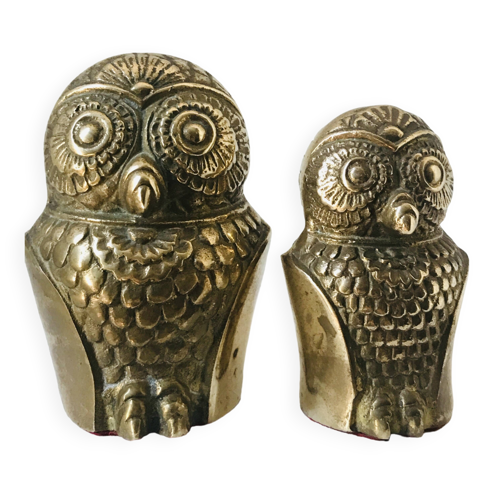 Couple de chouettes vintage en laiton