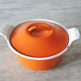 Old cast iron pot enamelled orange Le Creuset