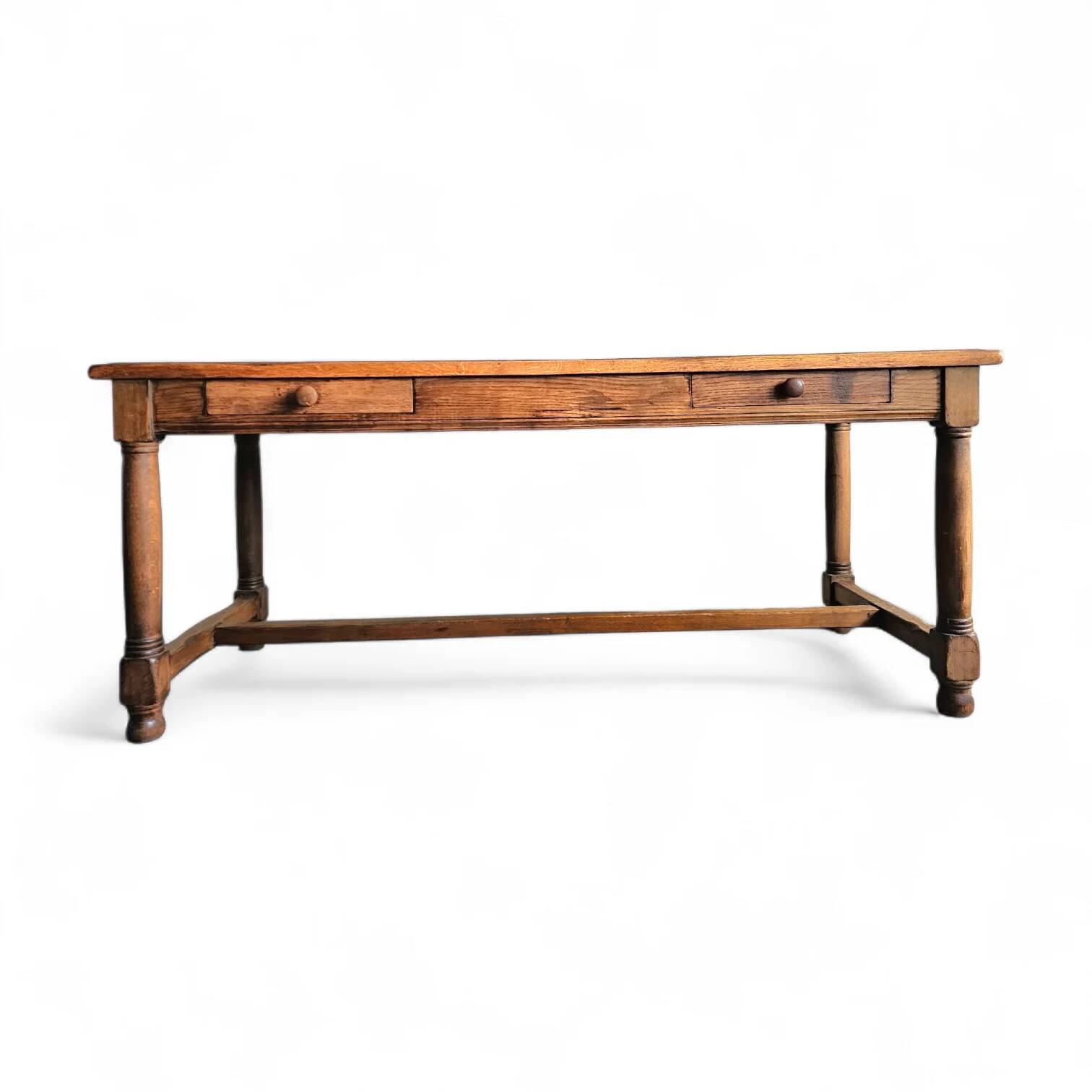 Solid oak French dining table / desk / 1900s