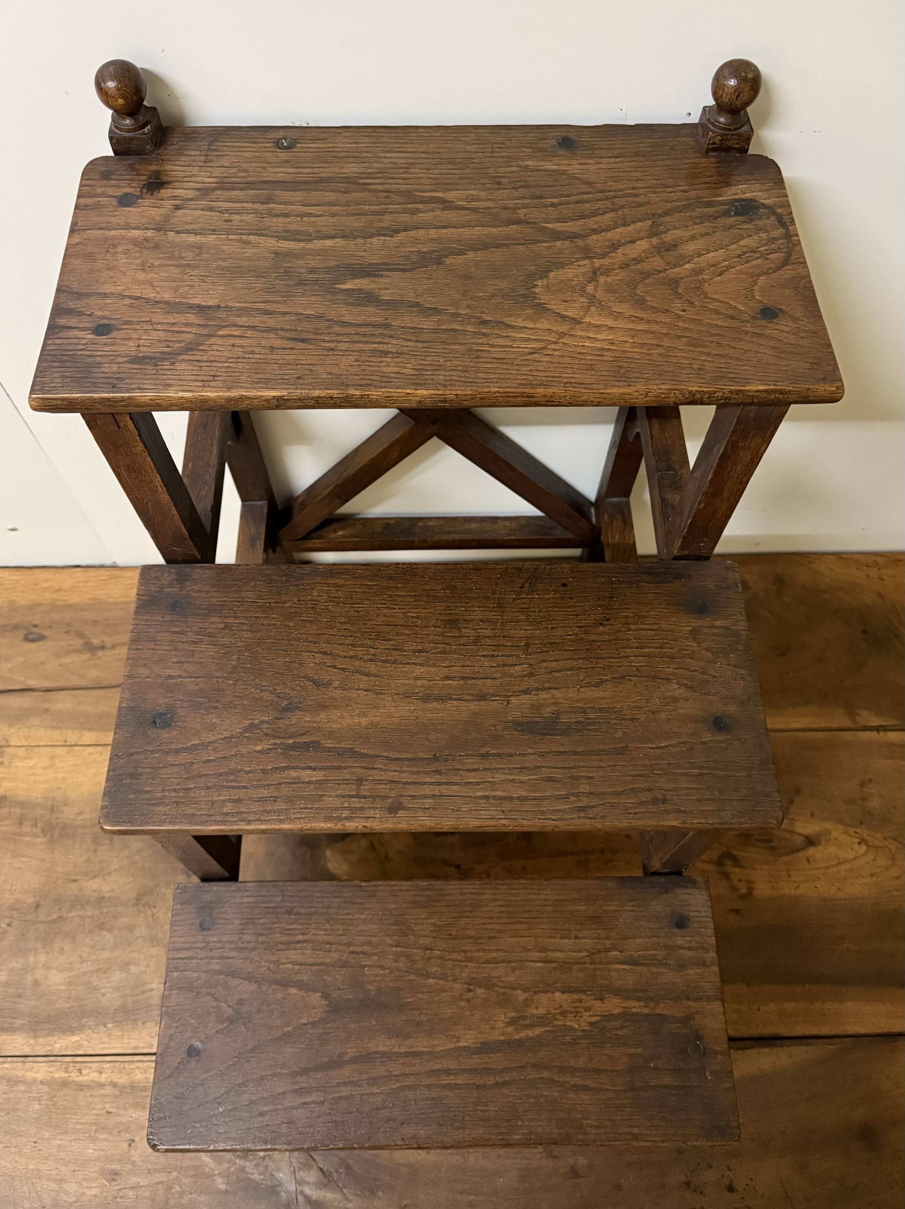 Library step ladder in oak