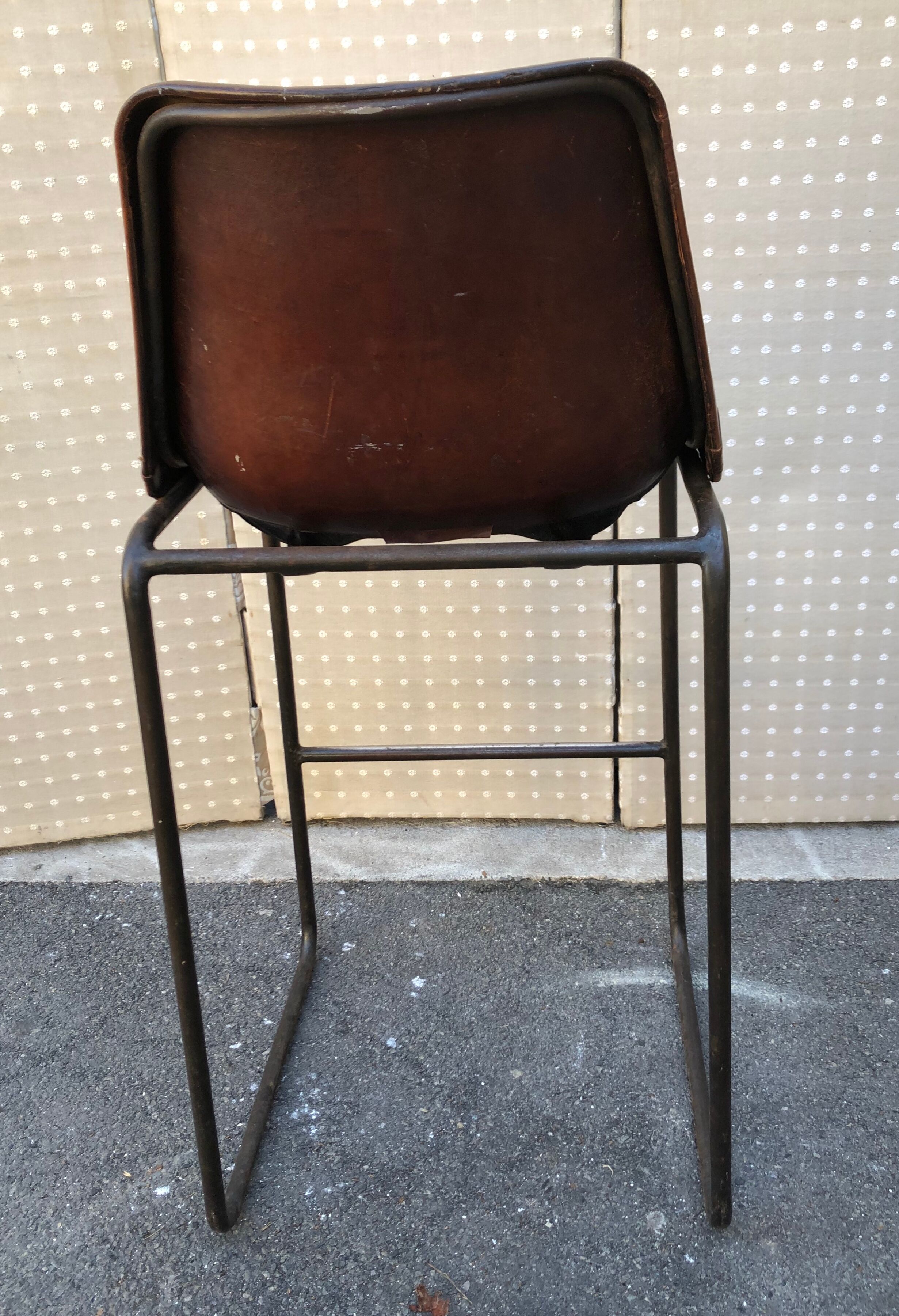 Set of 4 leather seating stools 1970