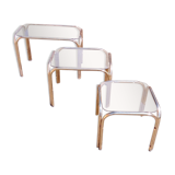 Series 3 pull out tables gold metal and glass