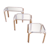 Series 3 pull out tables gold metal and glass