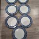 7 vintage flat plates in earthenware — Blue daisy decor