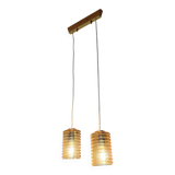 Vintage ceiling lamp with two amber shades