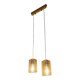 Lampe de plafond vintage avec deux abat-jours ambre.