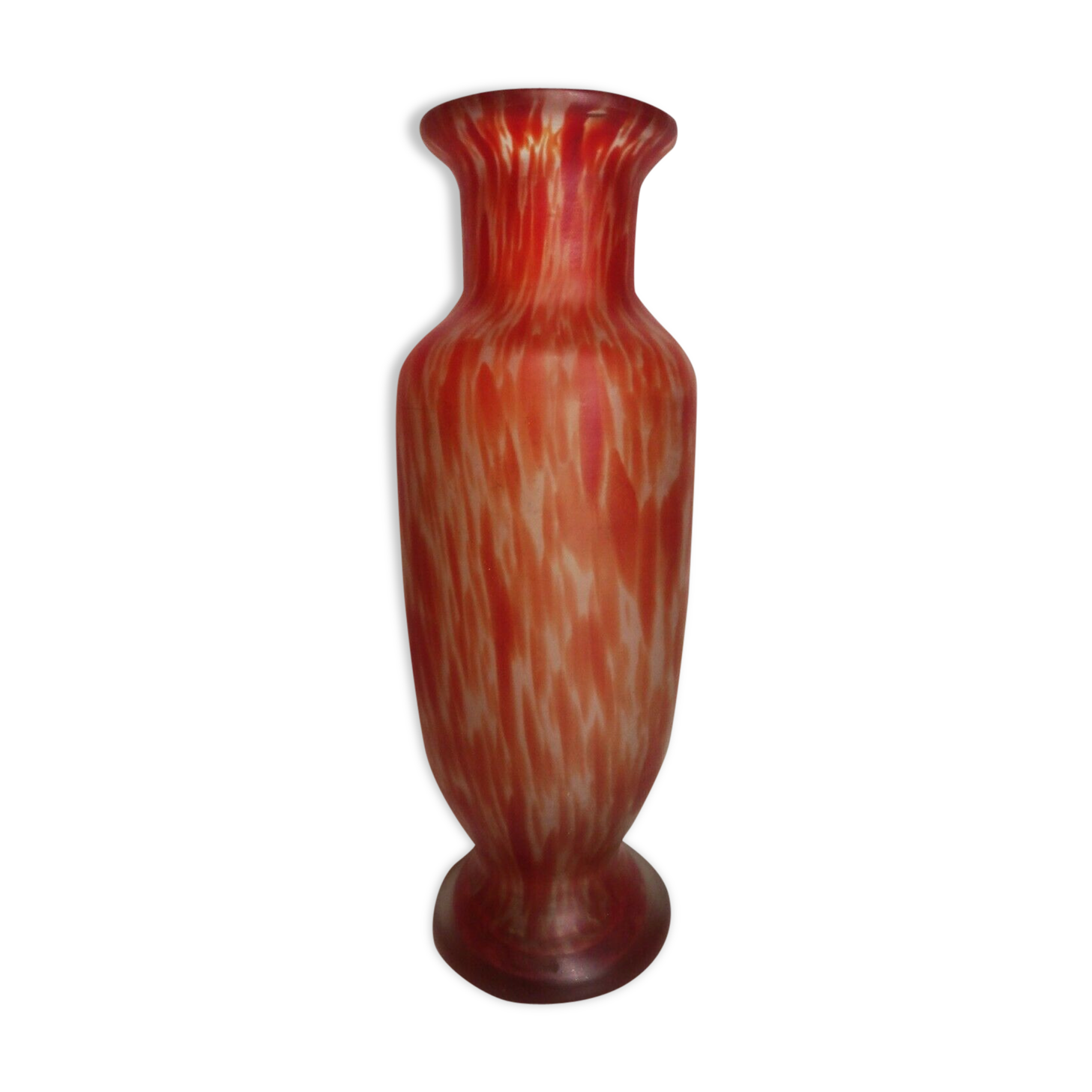 Old glass paste vase h 22.5 cm vintage, decoration, collection